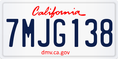 CA license plate 7MJG138