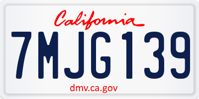 CA license plate 7MJG139