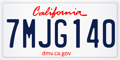 CA license plate 7MJG140