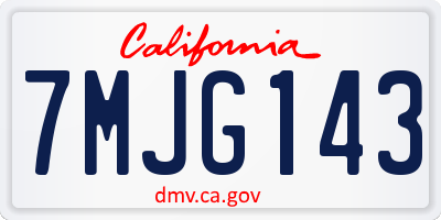 CA license plate 7MJG143