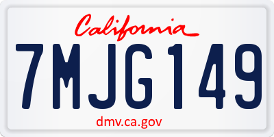 CA license plate 7MJG149