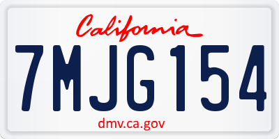 CA license plate 7MJG154