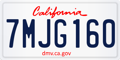 CA license plate 7MJG160