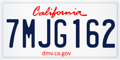 CA license plate 7MJG162