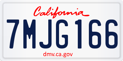 CA license plate 7MJG166