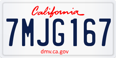 CA license plate 7MJG167