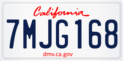 CA license plate 7MJG168