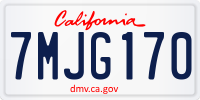 CA license plate 7MJG170