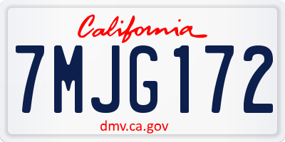 CA license plate 7MJG172