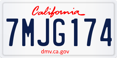 CA license plate 7MJG174