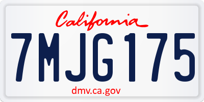 CA license plate 7MJG175