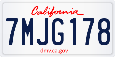 CA license plate 7MJG178