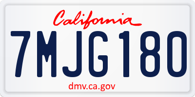 CA license plate 7MJG180