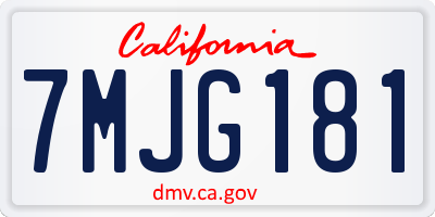 CA license plate 7MJG181