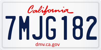 CA license plate 7MJG182