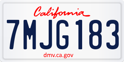 CA license plate 7MJG183