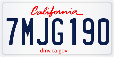 CA license plate 7MJG190