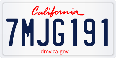 CA license plate 7MJG191