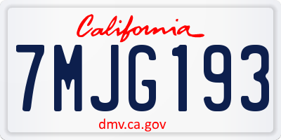 CA license plate 7MJG193