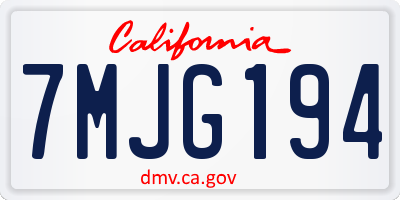 CA license plate 7MJG194