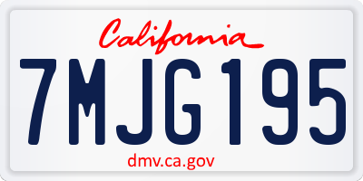 CA license plate 7MJG195