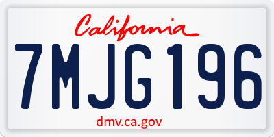 CA license plate 7MJG196