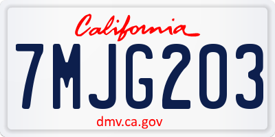 CA license plate 7MJG203