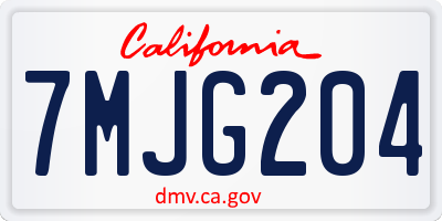 CA license plate 7MJG204
