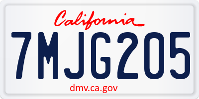 CA license plate 7MJG205