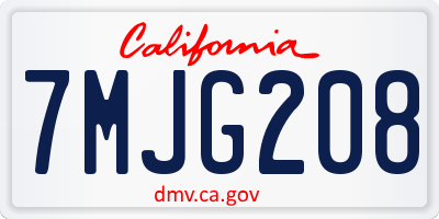 CA license plate 7MJG208