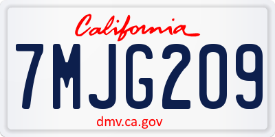 CA license plate 7MJG209