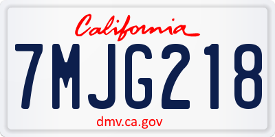 CA license plate 7MJG218