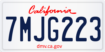 CA license plate 7MJG223