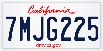 CA license plate 7MJG225