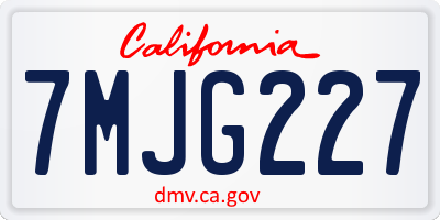 CA license plate 7MJG227