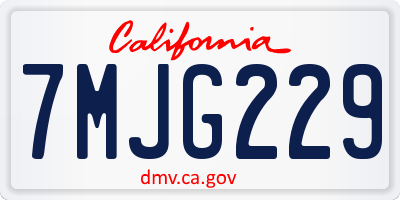 CA license plate 7MJG229