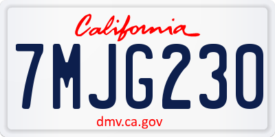 CA license plate 7MJG230