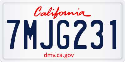 CA license plate 7MJG231