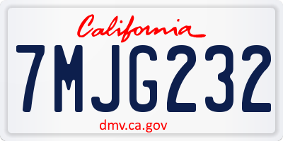 CA license plate 7MJG232