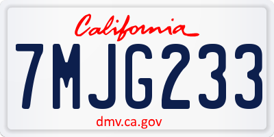 CA license plate 7MJG233