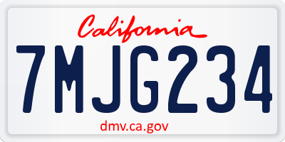 CA license plate 7MJG234