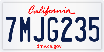 CA license plate 7MJG235