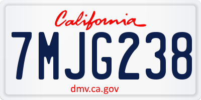 CA license plate 7MJG238