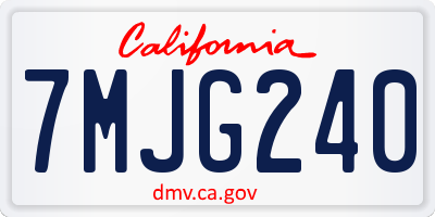 CA license plate 7MJG240