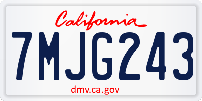 CA license plate 7MJG243