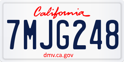 CA license plate 7MJG248