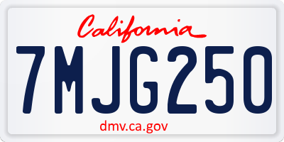CA license plate 7MJG250