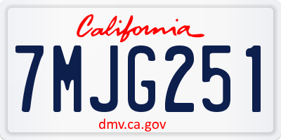 CA license plate 7MJG251