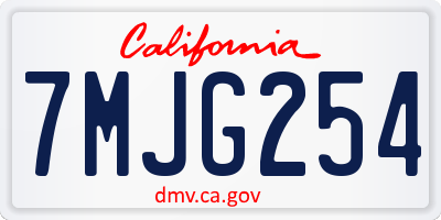 CA license plate 7MJG254