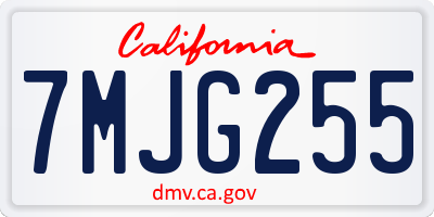 CA license plate 7MJG255